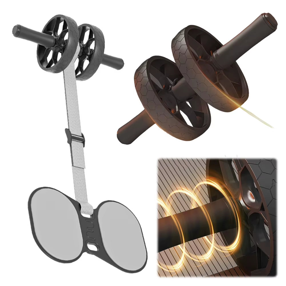 Ab Roller Wheel Abdominal Exercise Roller Double-Wheeled Muscle Strengthening Trainer Core Strengthening Trainer for Home Indoor